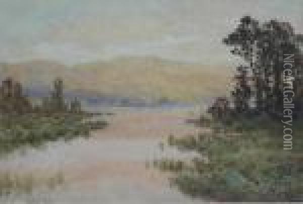 River Landscape Oil Painting - Arthur Suker