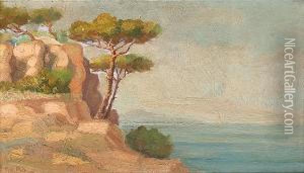 Coastal Landscape With Pine Trees Oil Painting - Georgios Roilos
