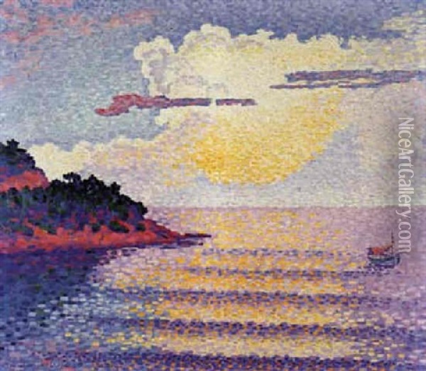 Coucher De Soleil Sur La Mer Oil Painting - Henri-Edmond Cross