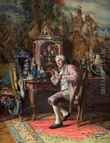 The Antiques Connoisseur Oil Painting - Johann Hamza
