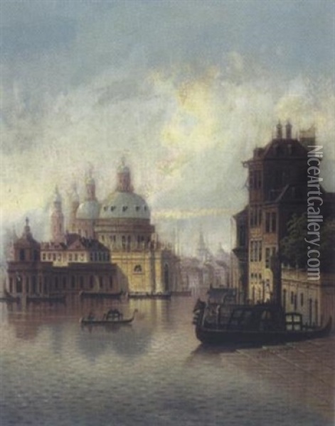 Venedig, Ein Blick Auf S. M. Salute Oil Painting - Johann Wilhelm Jankowski
