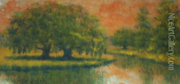 Springtime Bayou Landscape Oil Painting - Alexander John Drysdale