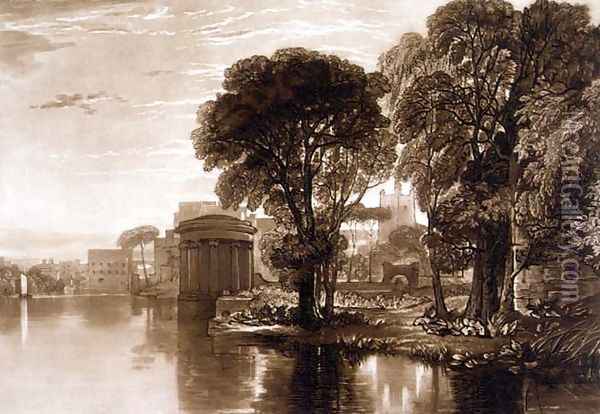 Isleworth, from the Liber Studiorum, engraved by Henry Dawe, 1819 Oil Painting - Joseph Mallord William Turner