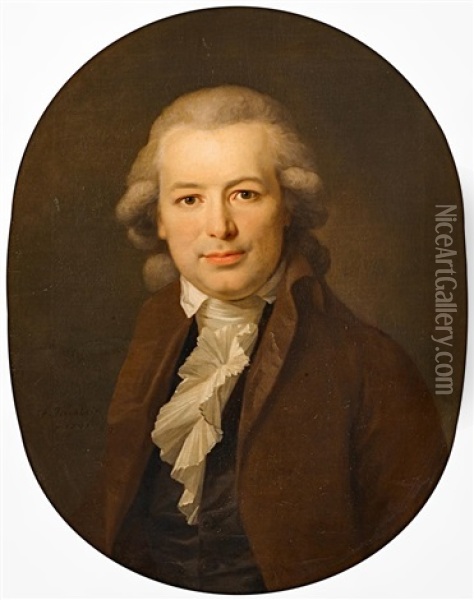 Portrait Des Karl August Bottiger Mit Braunem Rock Oil Painting - Johann Friedrich August Tischbein