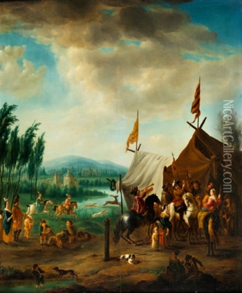 Die Hirschjagd Oil Painting - Carel van Falens