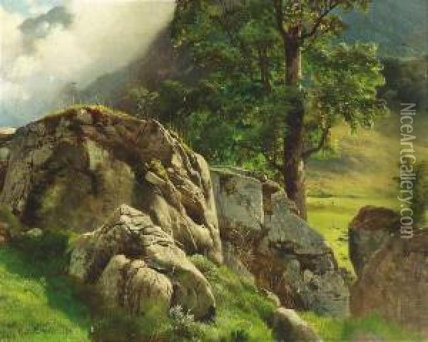 Summery Landscape. Oil Painting - Carl Friedrich Lessing