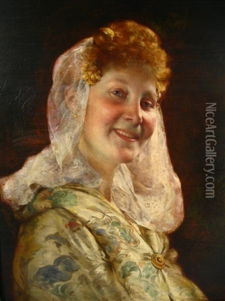 In Good Humor - Head Of Zeeland Girl Oil Painting - Jean Guillaume (Jan Willem) Rosier