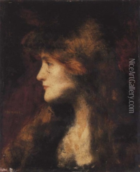 Portrait De Dame Oil Painting - Jean Jacques Henner