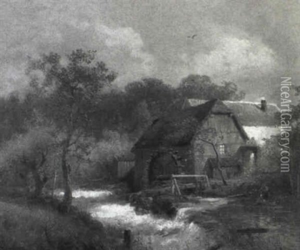 The Mill Oil Painting - Hermann Herzog