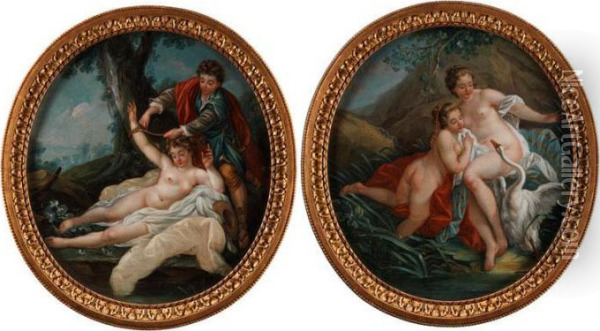 Paar Ovale Gemalde Oil Painting - Francois Boucher
