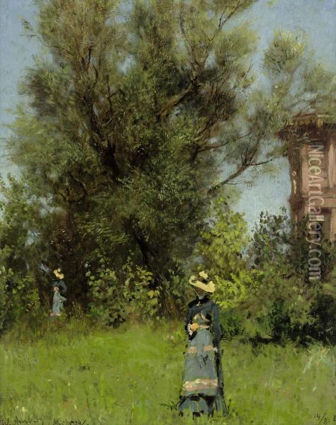 Sommerlicher Garten In Misdroy Oil Painting - Wilhelm A. Lebrecht Amberg