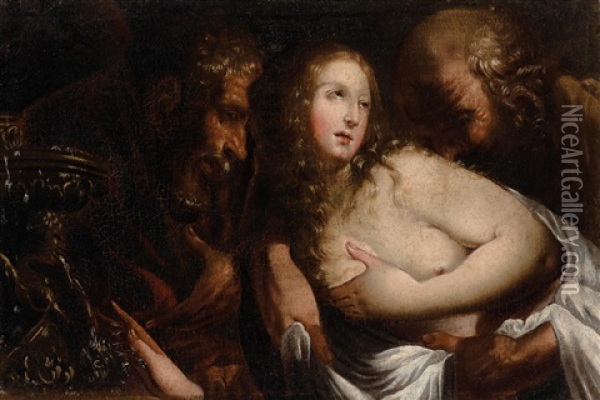 Susanna And The Elders Oil Painting - Pietro Ricchi