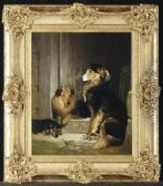 Dogs At The Door Oil Painting - John Charlton
