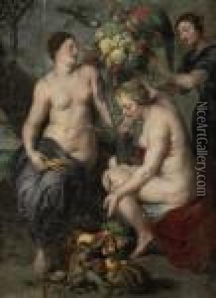 Ceres With Attendant Nymphs Oil Painting - Peter Paul Rubens