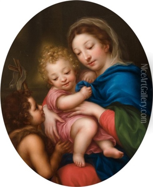 Madonna Mit Kind Und Johannesknabe Oil Painting - Anton Raphael Mengs