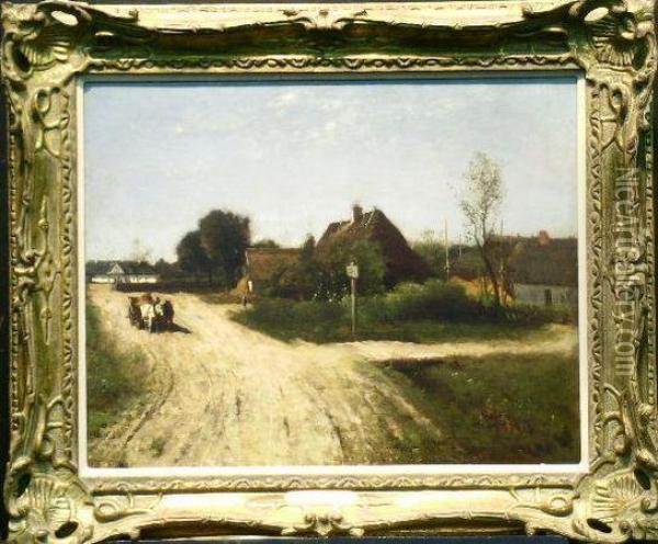 Village Road Oil Painting - Charles-Francois Daubigny