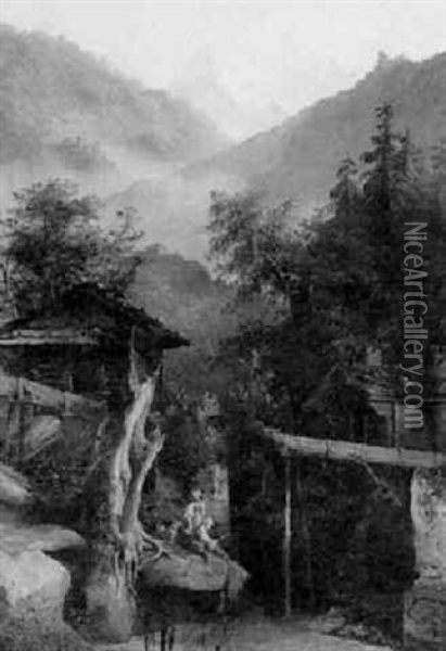 Im Berner Oberland Oil Painting - Carl Franz Rudolf Volmar