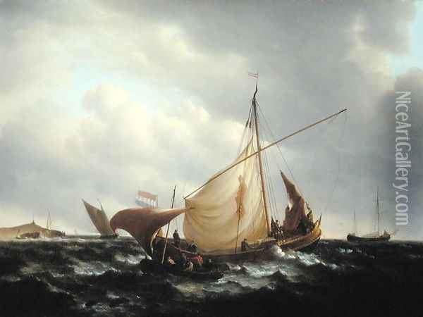 Dutch Boat Putting to Sea, 1801 Oil Painting - Charles Martin Powell