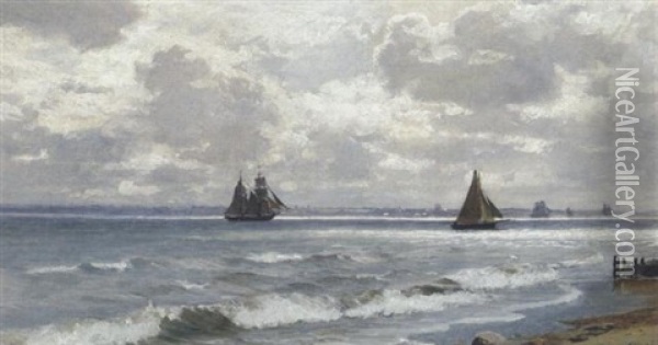 Segelschiffe Vor Der Kuste Oil Painting - Anders Andersen-Lundby