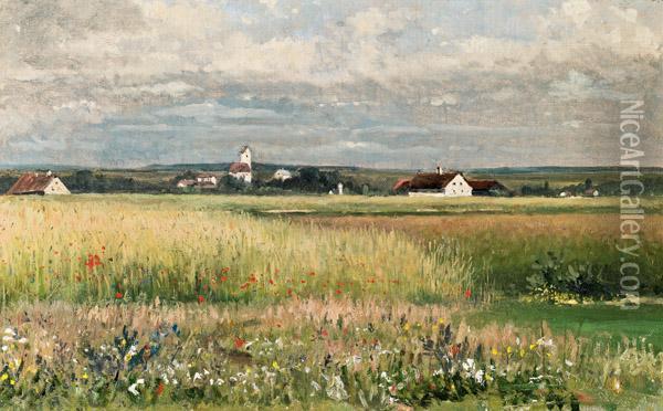 Dorf In Weiter Ebene (dachau) Oil Painting - Emilie Mediz-Pelikan