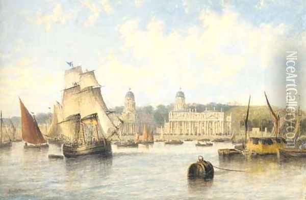 The Royal Naval College, Greenwich, from the Thames Oil Painting - Francis Moltino