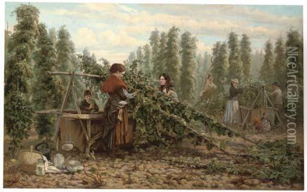 The Hop Pickers Oil Painting - C. H. Hart