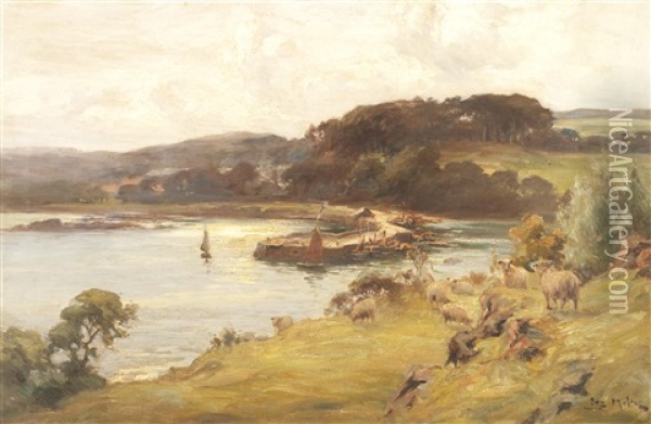 Sheep By A Harbour Oil Painting - Joseph Milne