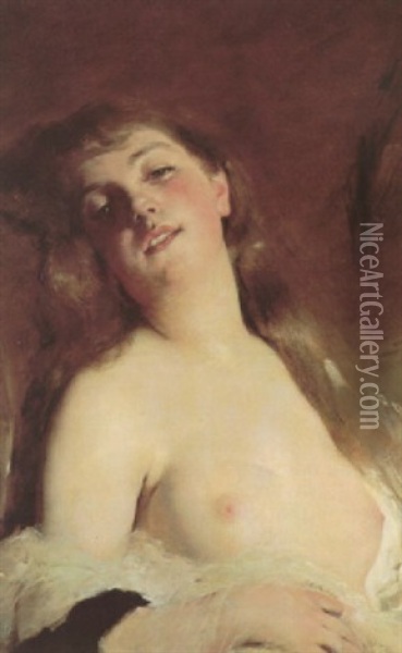 Reclining Nude Oil Painting - Charles Joshua Chaplin