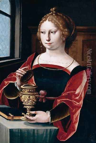 Mary Magdalen (1) 1525-50 Oil Painting - Master of the Parrot