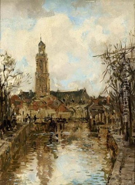 View Of The St. Jan, Gouda Oil Painting - Johan Hendrik van Mastenbroek