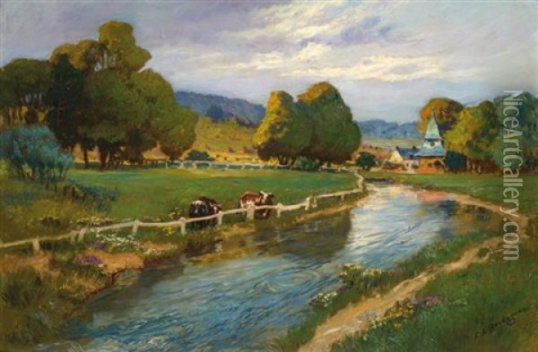 Le Ruisseau Oil Painting - Frederick Arthur Bridgman