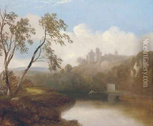 A castle in a river landscape Oil Painting - Alexander Nasmyth
