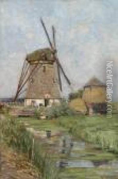Landschap Met Molen(1886) Oil Painting - Rodolphe Paul Wytsman