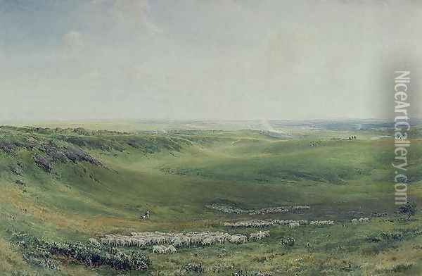 Wide Pastures, Sussex Oil Painting - Thomas Collier