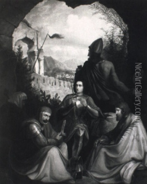 Gefangene Kreuzritter Vor Den Toren Jerusalems Oil Painting - Anton Ritter von Perger