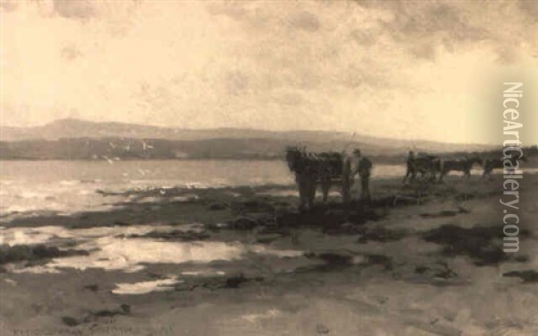 Picking Up Seaweed Oil Painting - Farquhar McGillivray Strachen Knowles