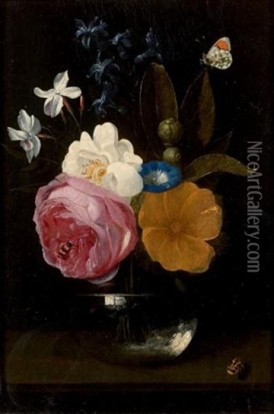 Vase De Fleurs Avec Un Papillon Oil Painting - Daniel Seghers