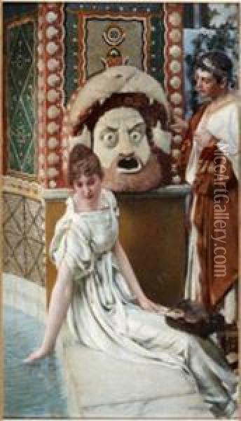 Scene Pompeienne Oil Painting - Adolf Hiremy-Hirschl