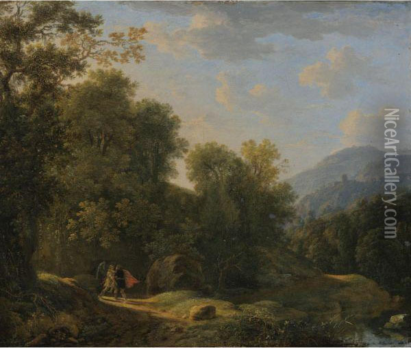 Landscape With Jacob Wrestling With The Angel Oil Painting - Herman Van Swanevelt