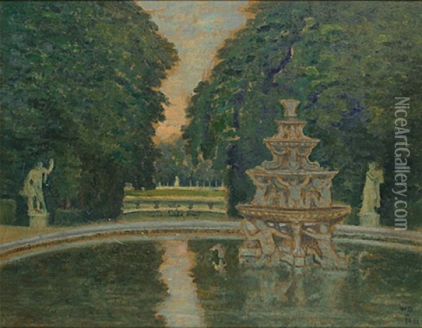 Waterpartij In Versailles Oil Painting - William Degouve de Nuncques
