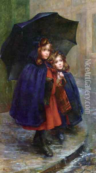 Off to School Oil Painting - Marthe Marie Louise Boyer-Breton