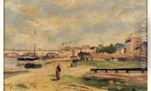 Animation Sur Les Berges Oil Painting - Alfred Casile