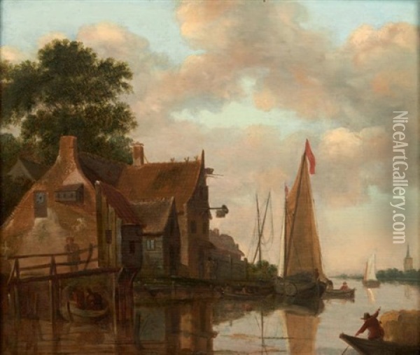 Village Portuaire Oil Painting - Jan Van De Cappelle