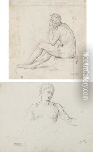 La Melancolie De Daphnis; Et Une Femme En Buste Oil Painting - Baron Francois Gerard