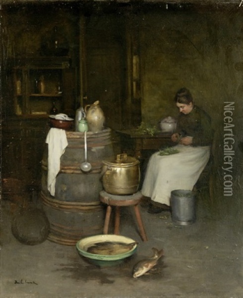 Kucheninterieur Mit Magd Oil Painting - Franck Antoine Bail