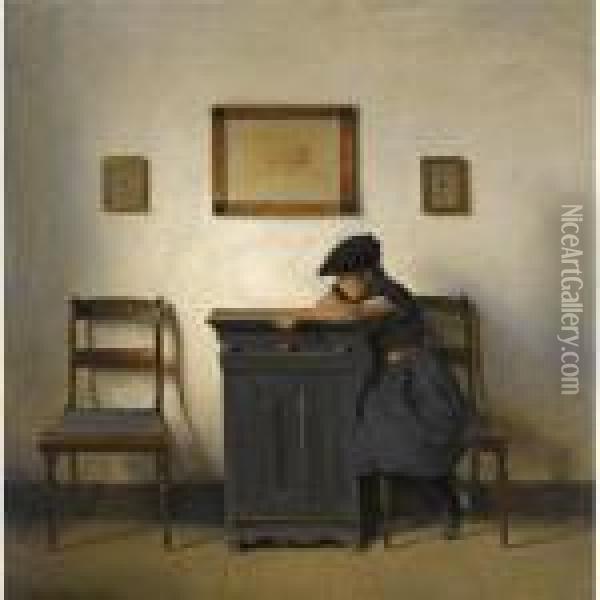 Young Girl In An Interior Oil Painting - Peder Vilhelm Ilsted