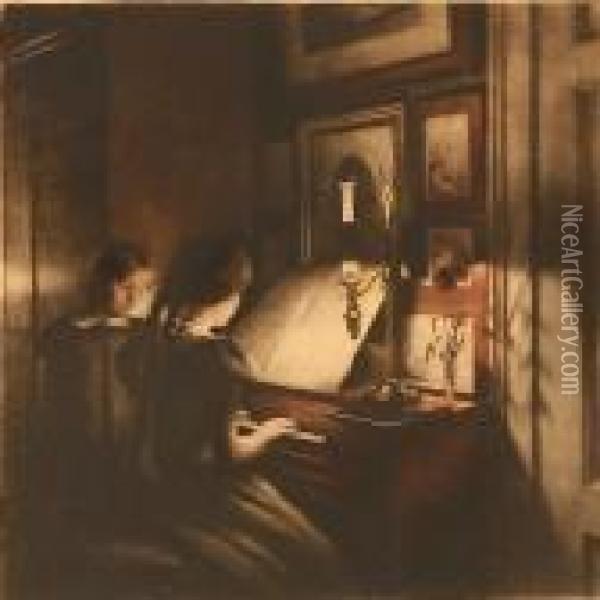 Two Interiors Oil Painting - Peder Vilhelm Ilsted
