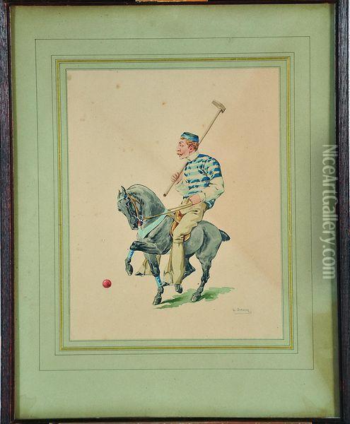 caricature D'un Joueur De Polo Oil Painting - Charles Fernand de Condamy