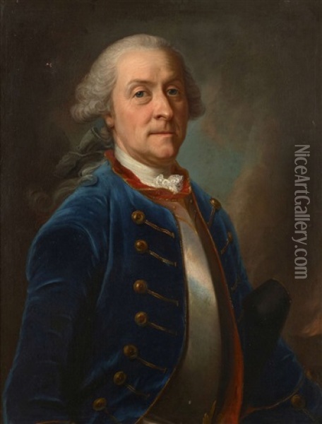 Portrait De Paul De Lessert (1685-1771) Oil Painting - Emmanuel Jakob Handmann