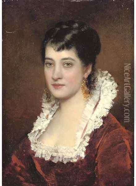 Portrait of a young woman Oil Painting - Eugene de Blaas